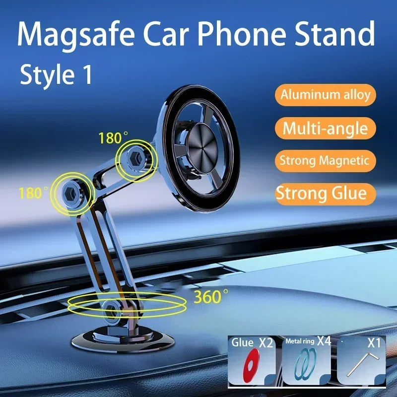 Magsafe 360° Rotate Metal Magnetic Car Phone Holder Foldable Phone Stand Air Vent Magnet Mount GPS Support For All phone